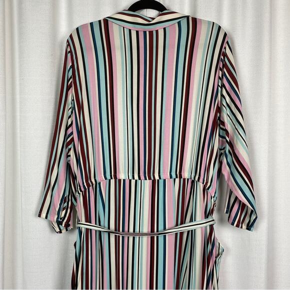 Torrid White, Purple&Pink Stripe Challis Button Front Shirt Dress Sz.4 NWT - Picture 13 of 16